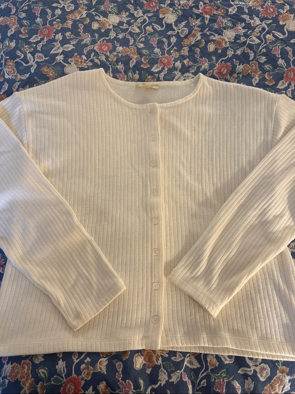 Madewell Cream Ribbed Button-Up Cardigan
